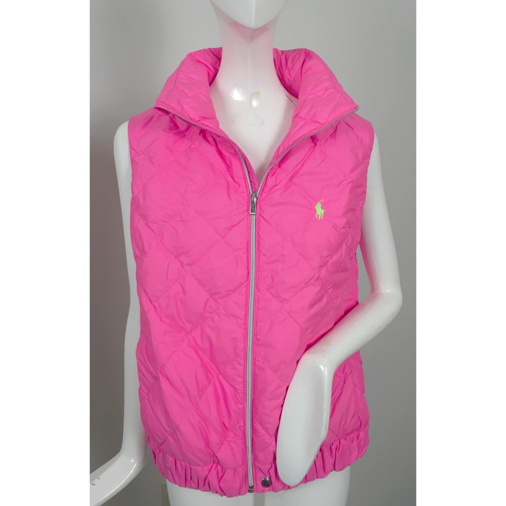 NEW Polo Ralph Lauren Womens Down Puffer Vest! Large Bright Pink Lightweight